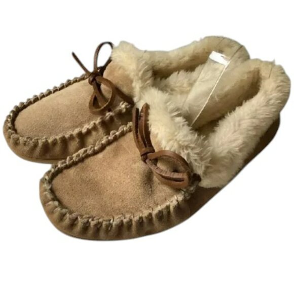 J. Crew Suede Faux-Shearling Moccasin Slippers - 9 - Picture 5 of 9
